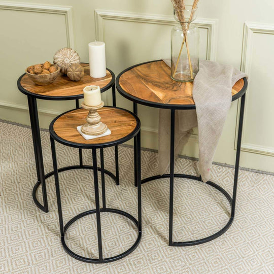 Acacia Wood Side Tables