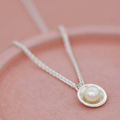 Pearl Pendant Necklace in Solid Sterling Silver