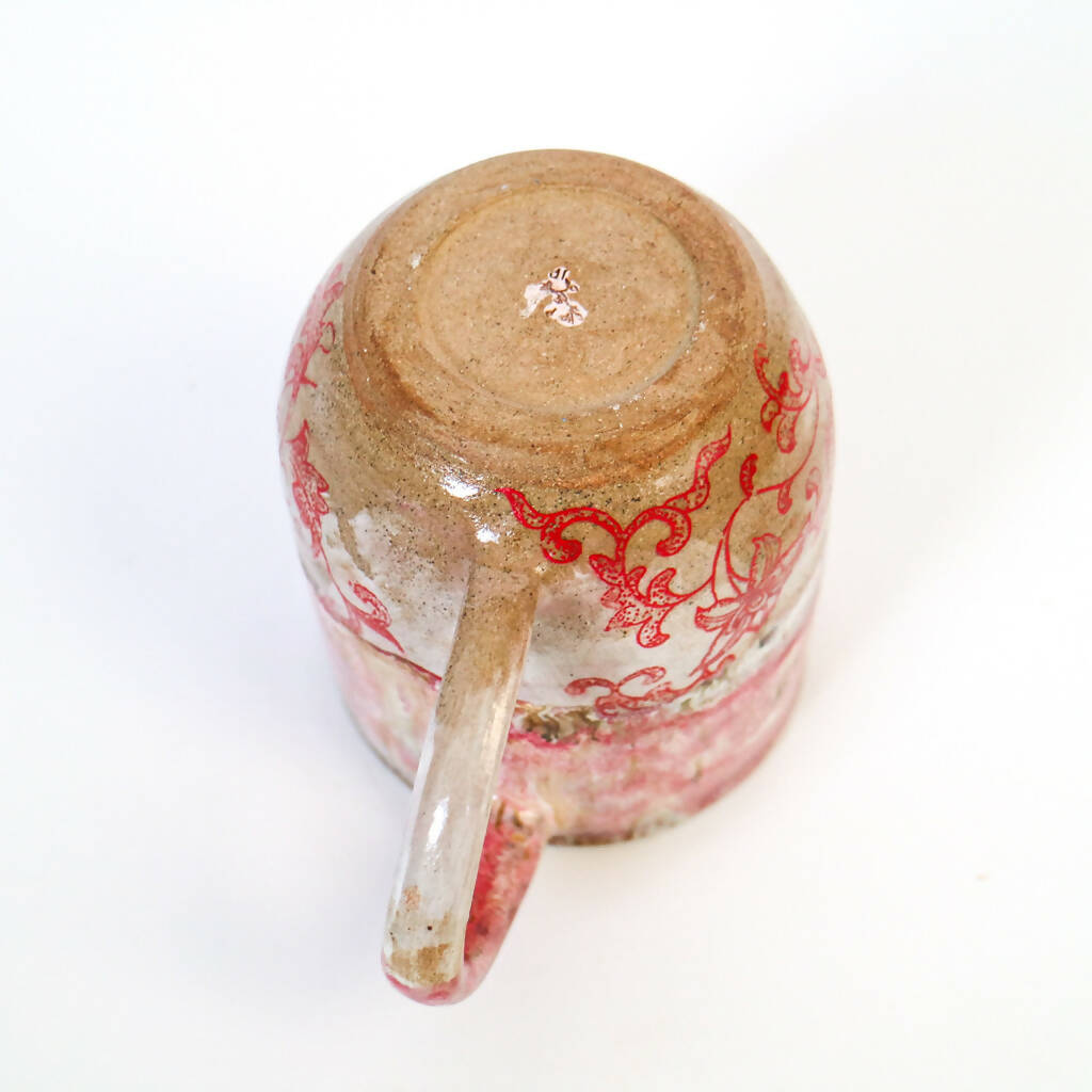 Stoneware Clay Mug in Raspberry Crush Design