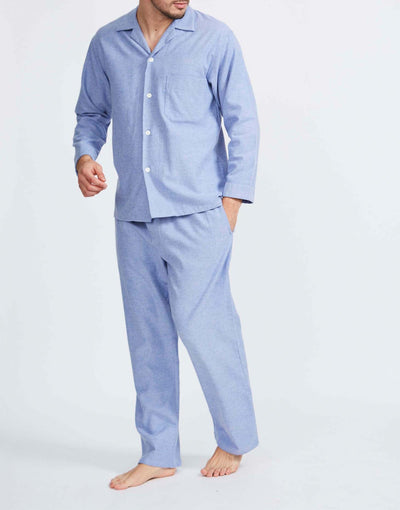 Men's Brushed Cotton Pyjama Set – Staffordshire Blue Herringbone