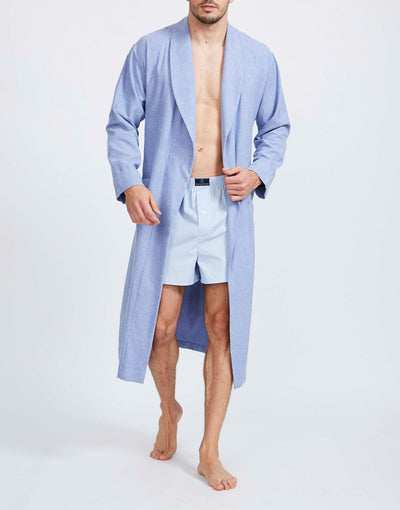 Men's Brushed Cotton Dressing Gown – Staffordshire Blue Herringboneo