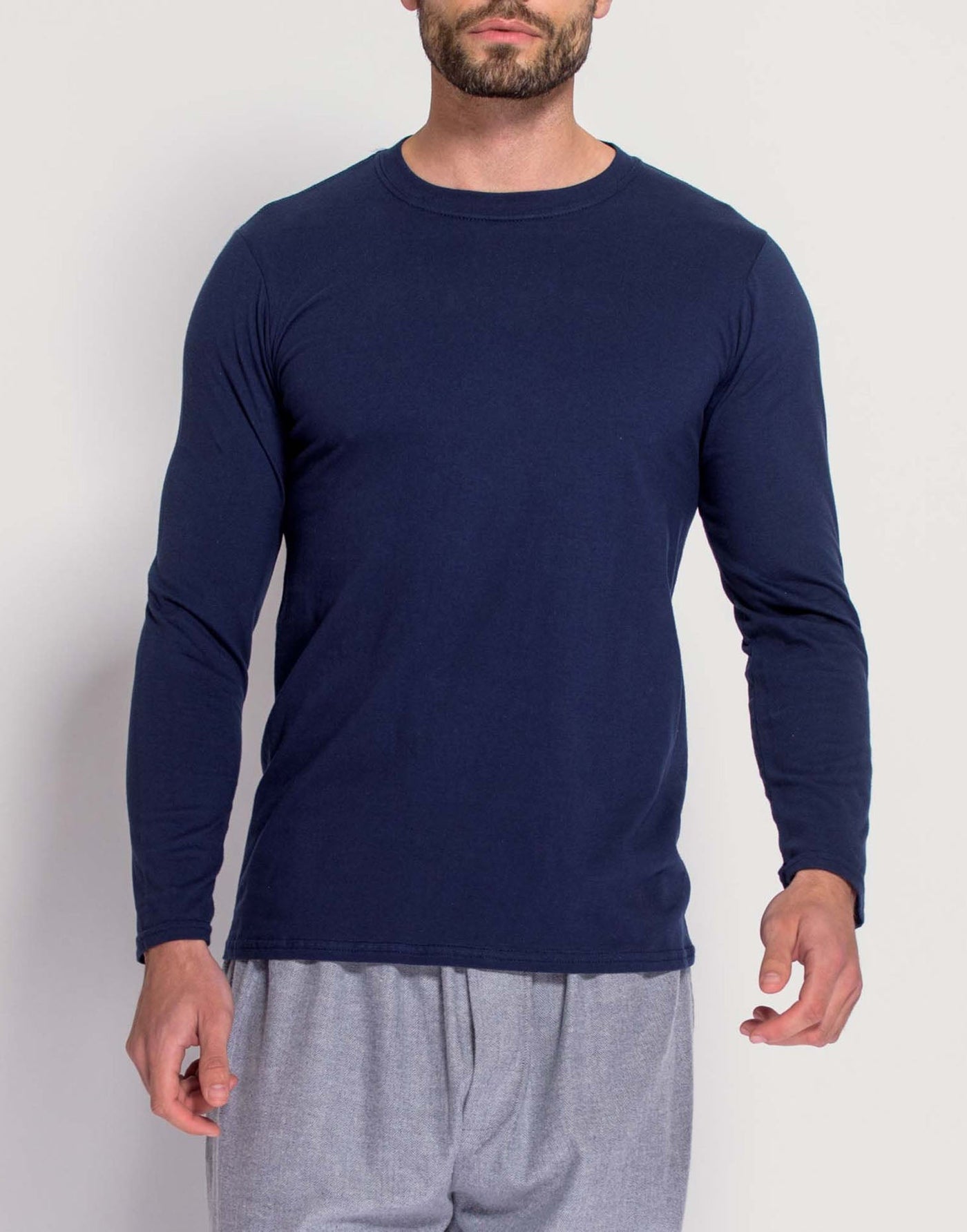 Men's Organic Cotton Jersey Long Sleeve T-Shirt – Navy