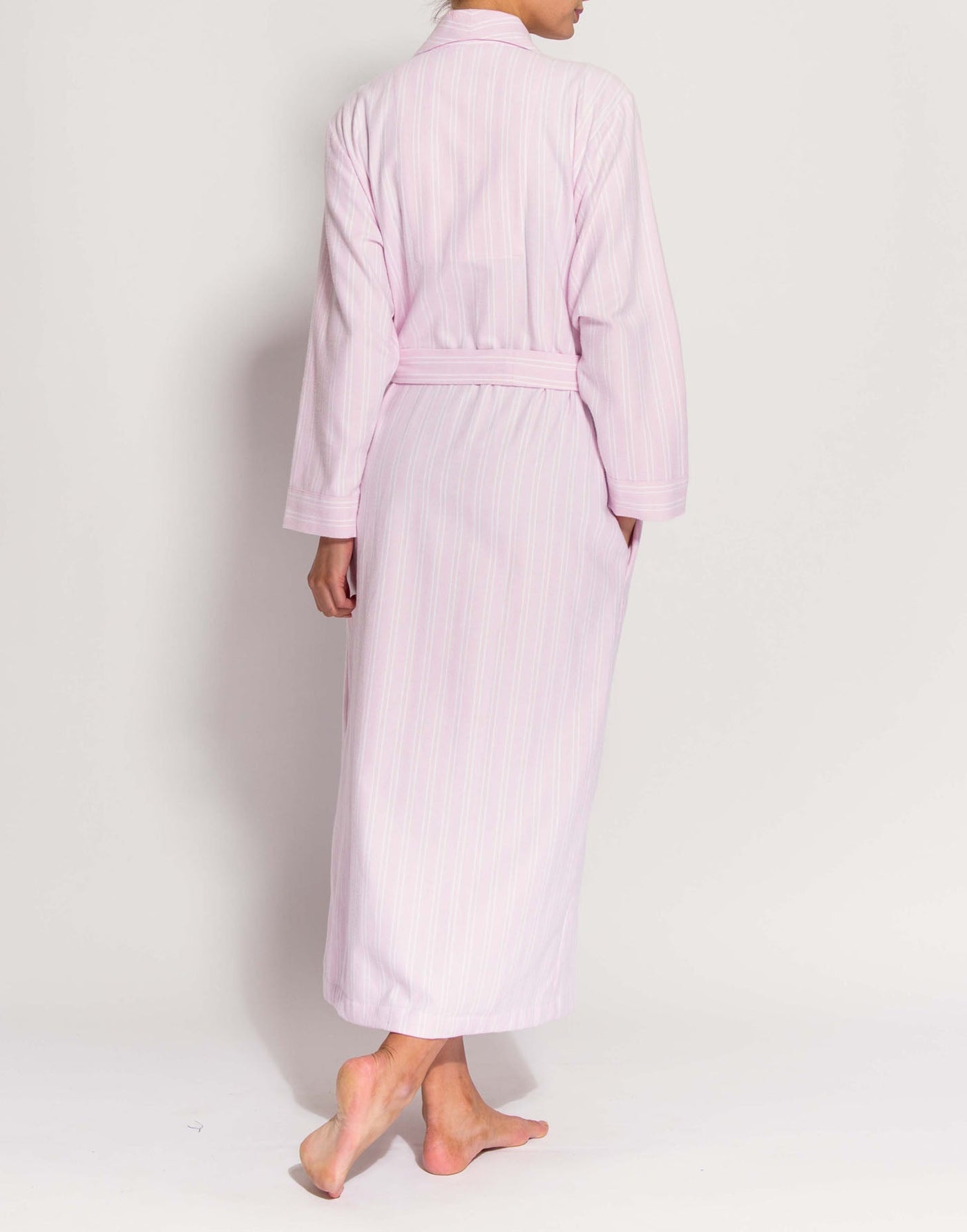 Women's Brushed Cotton Dressing Gown – Westwood Pink Stripe