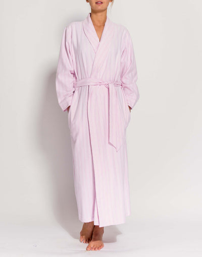 Women's Brushed Cotton Dressing Gown – Westwood Pink Stripe