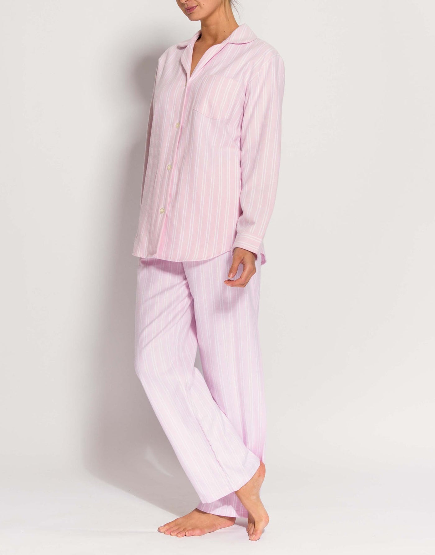 Ladies Pyjamas in Brushed Cotton Icecream Stripe - The Pyjama House