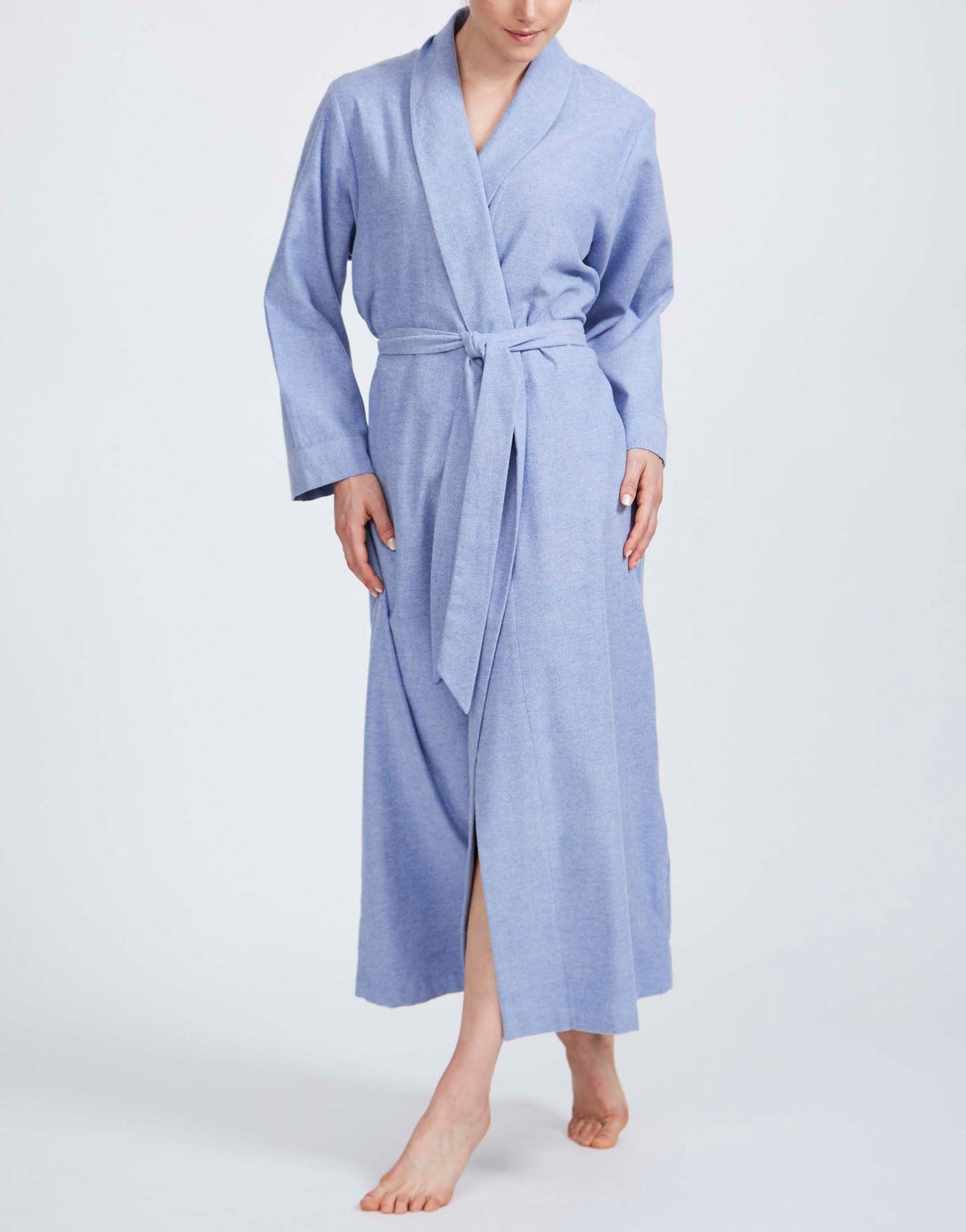 Women's Brushed Cotton Dressing Gown – Staffordshire Blue Herringbone