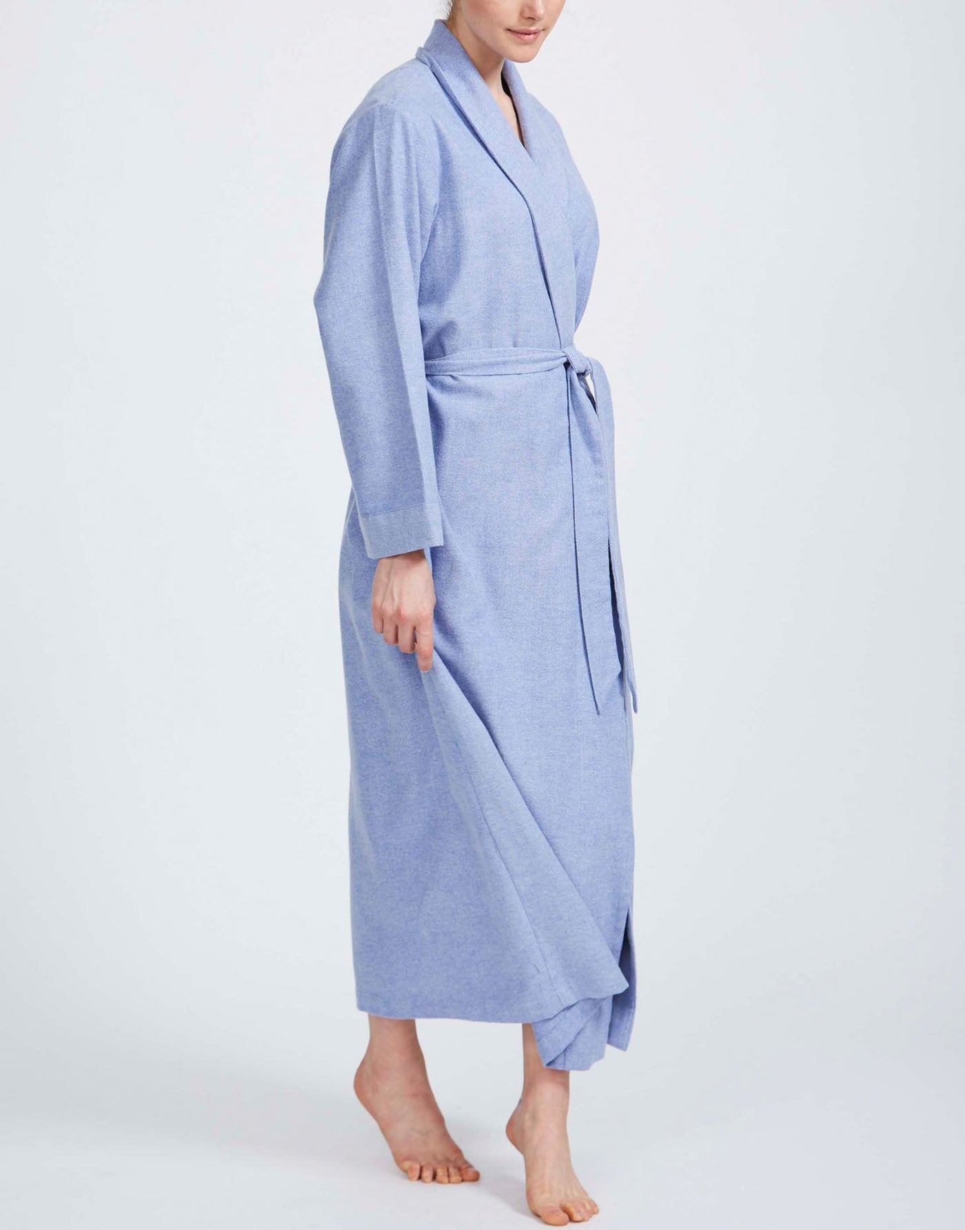 Women's Brushed Cotton Dressing Gown – Staffordshire Blue Herringbone