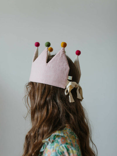 Magical Crown Circus Stripe with Pom Poms