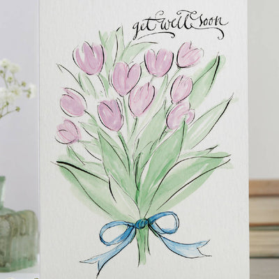 'Get Well Soon' Tulips Bouquet Card