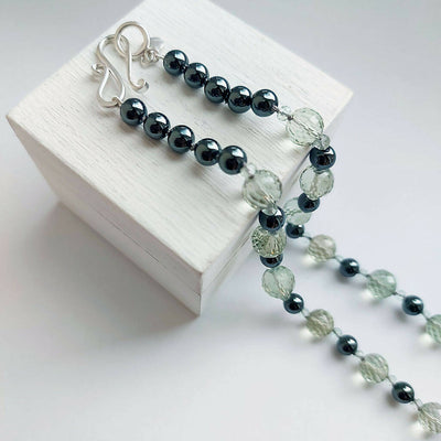 Green Amethyst and Hematite Necklace CL