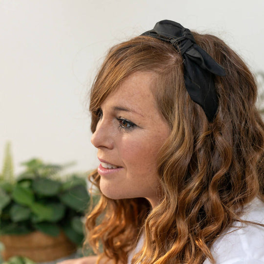 Liberty Side Bow Headband - Black F Print
