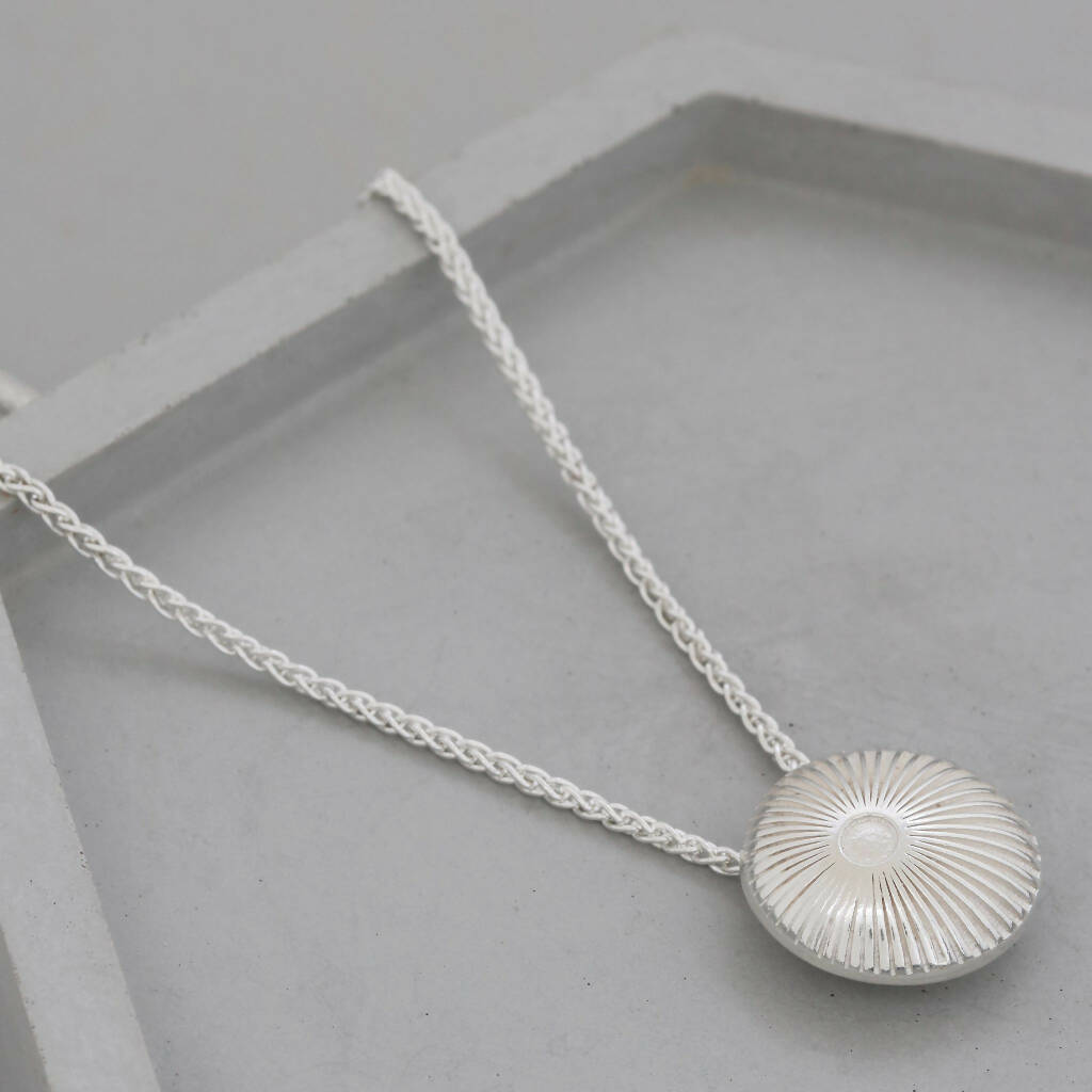 Sunburst Round Pendant Necklace in Solid Sterling Silver