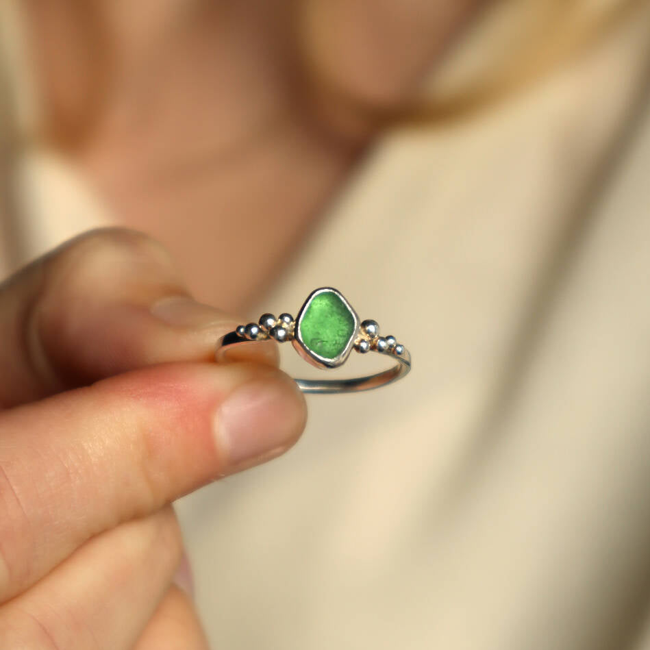 Annabel Sea Glass Ring in Green