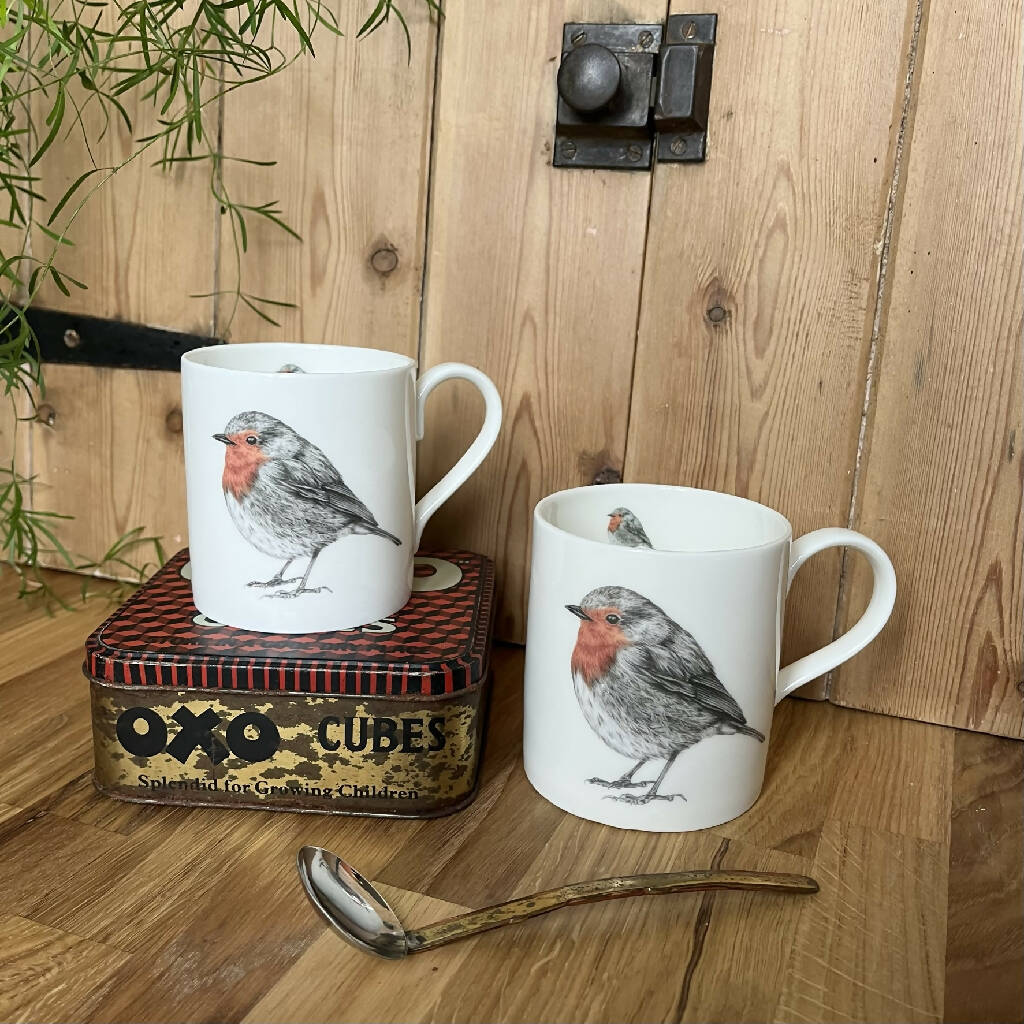 Fine Bone China Robin Mug