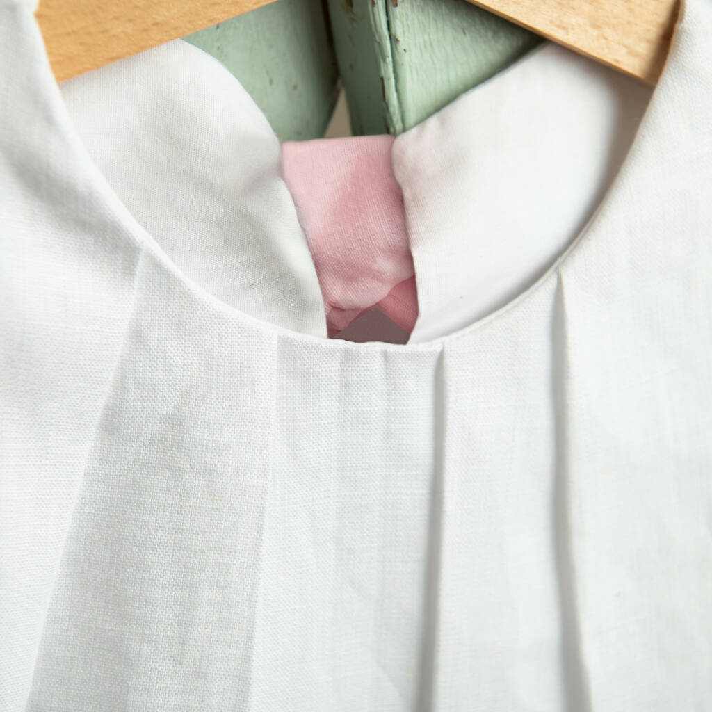 Sleeveless Linen Dress with Pink Ribbon