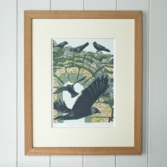 Fountains Abbey Jackdaws - Limited Edition - Original Linocut Print