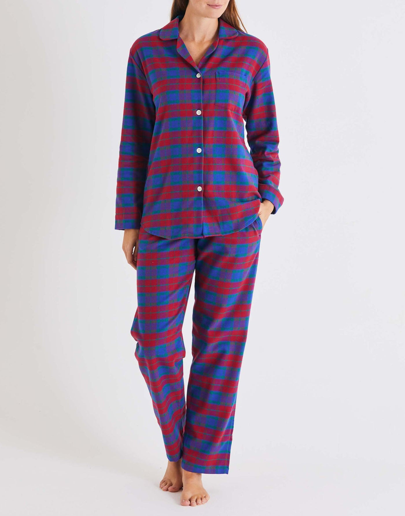 Women's Brushed Cotton Pyjama Set – Bordeaux