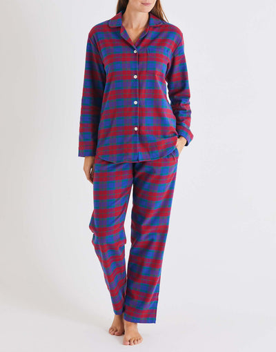 Women's Brushed Cotton Pyjama Set – Bordeaux