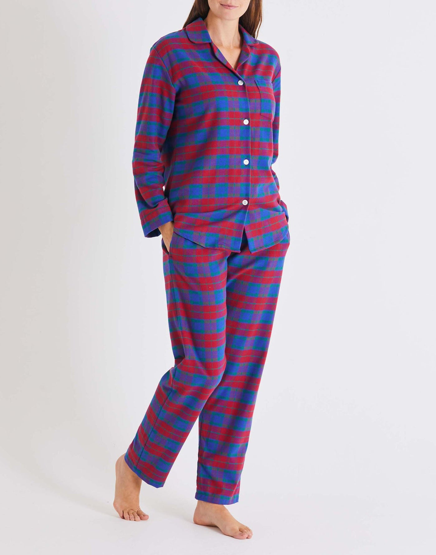 Women's Brushed Cotton Pyjama Set – Bordeaux