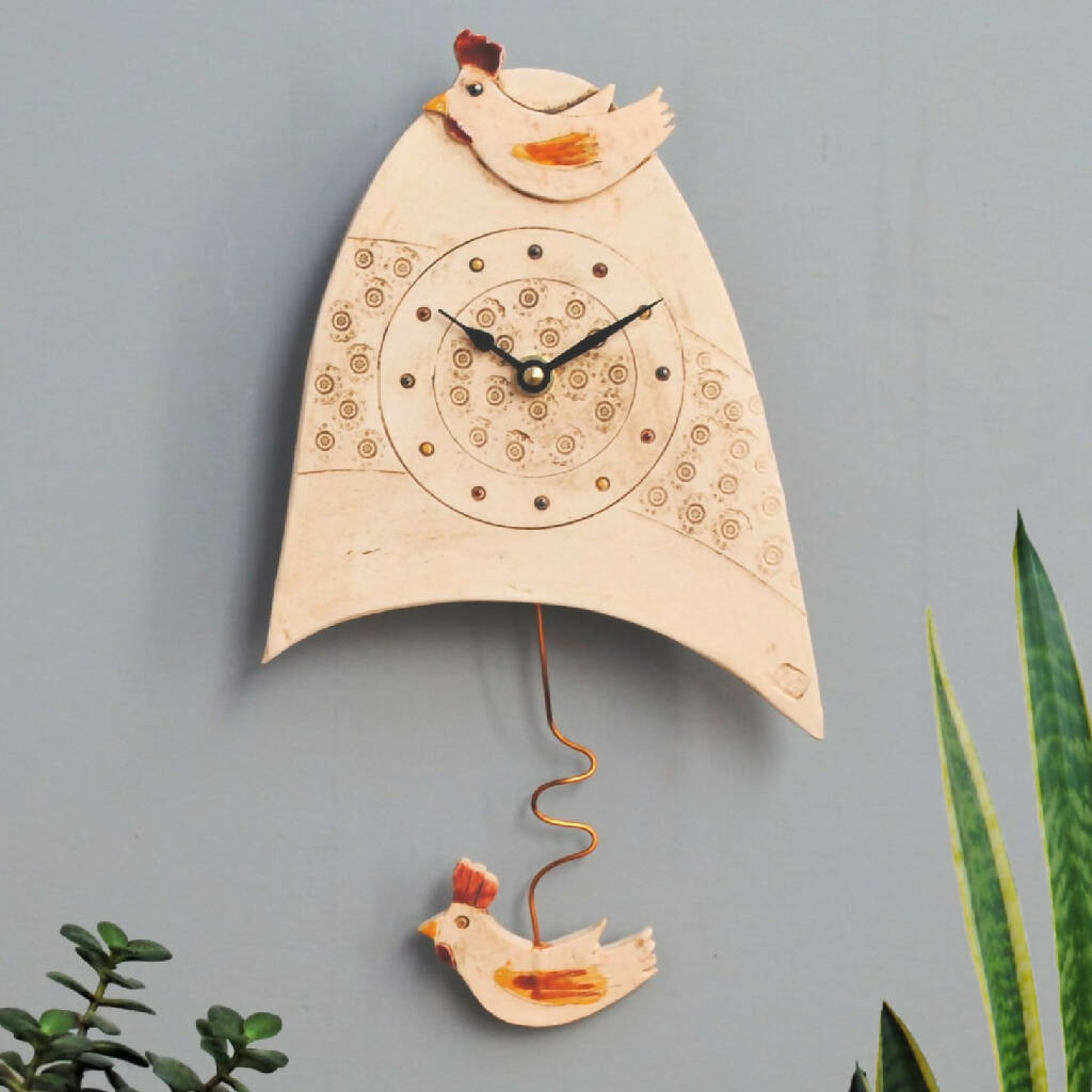 Kitchen Ceramic Wall Clock with Chicken/Cockerel
