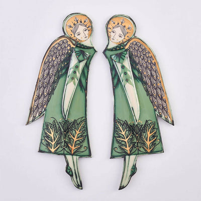 Pair of Ceramic Angels in Ivory