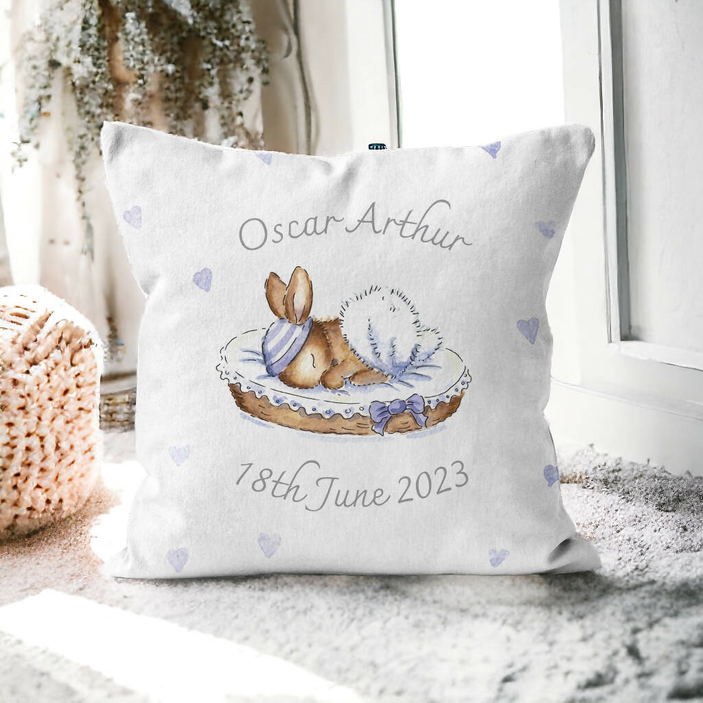New Baby Bunny Personalised Cushion