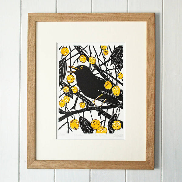 Blackbird in Crab Apples Frame Master