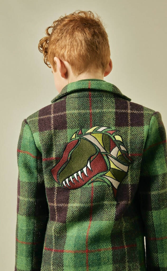 Dynamic Dinosaur Tweed Blazer in Green one