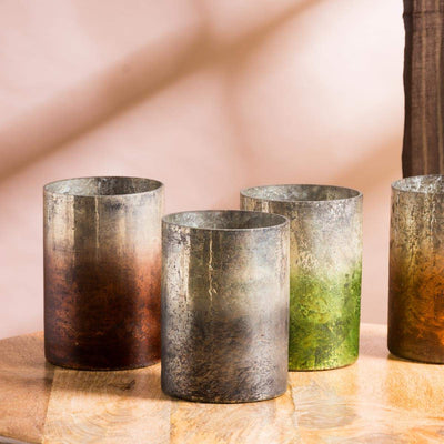 Cylinder Smoked Glass Candle Holders