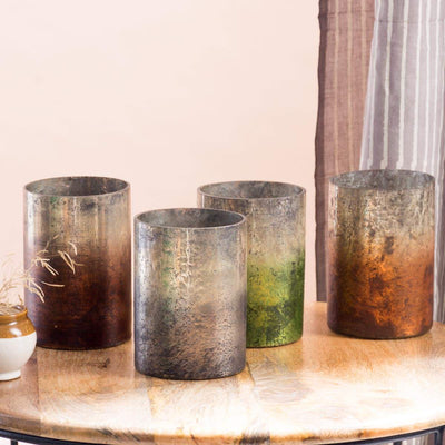 Cylinder Smoked Glass Candle Holders