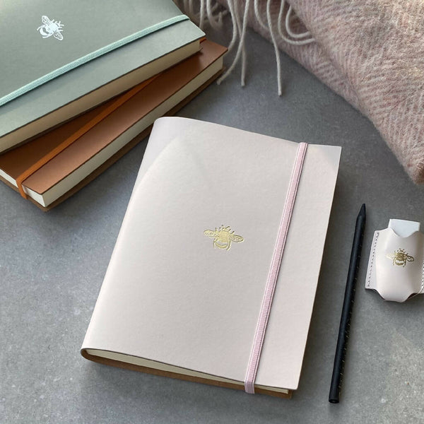 Recycled Leather Journal with Bee Motif