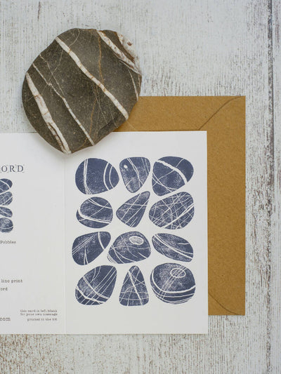 Dozen Cornish Pebbles A6 Lino Print Greeting Card