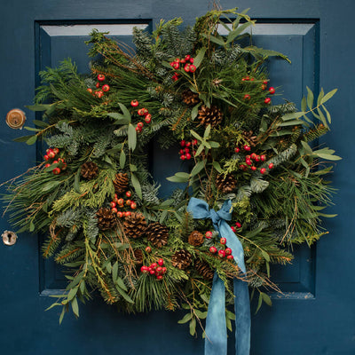 studioEVIG - Nordic Christmas Wreath Blue ribbon