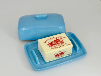 Butter Dish in Sky Blue Glaze