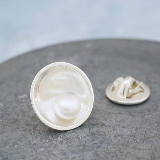 Pearl Tie Pin in Solid Sterling Silver