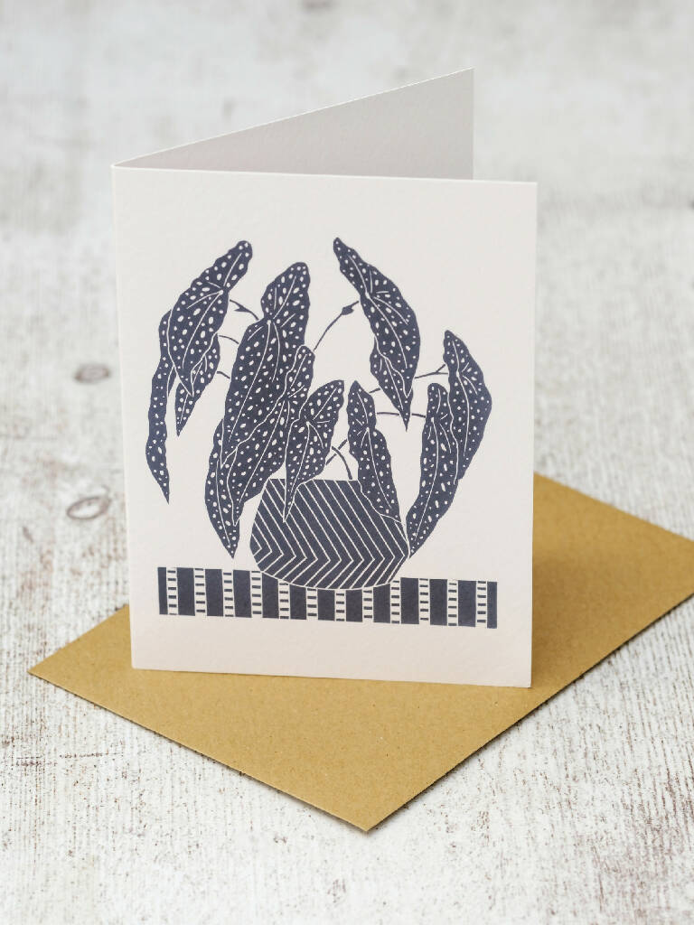 Begonia A6 Lino Print Greeting Card