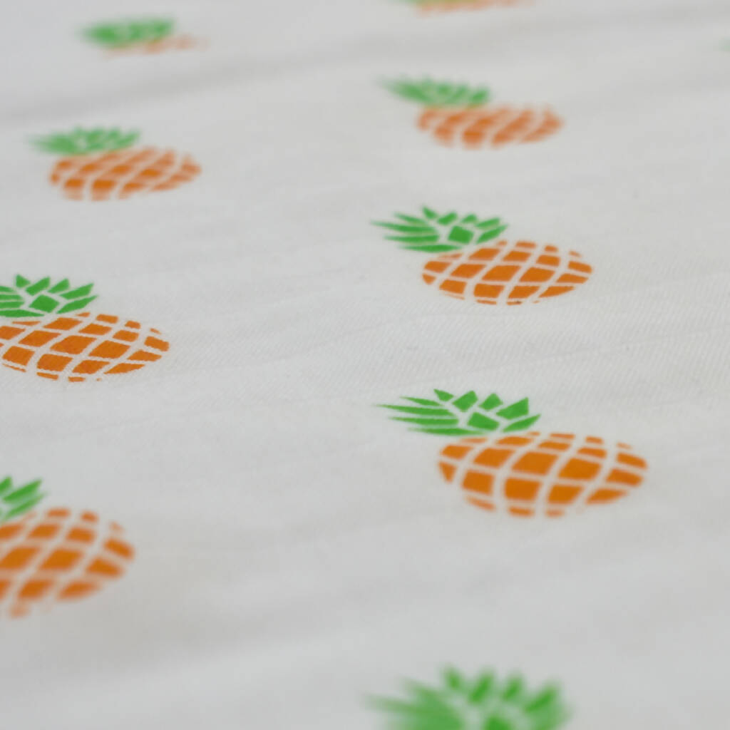 Pineapple print Muslin in 100% Organic Cotton