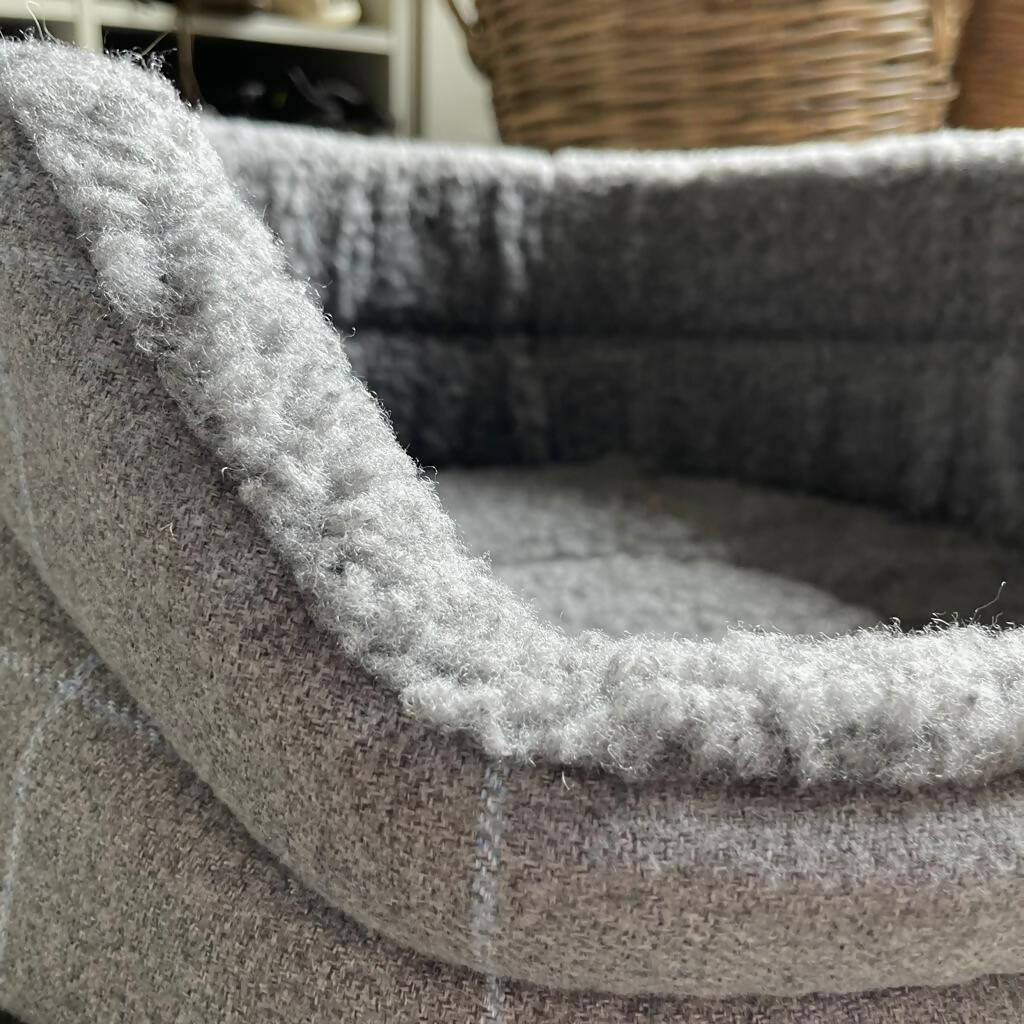 Hand Made Tweed Snuggle Dog Bed - Fleece Lined And Fully Washable