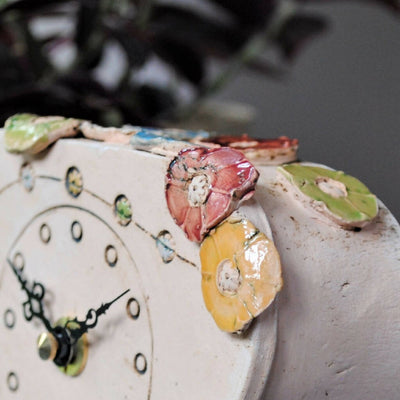 Small Mantel Clock with Flower Petals