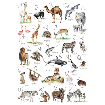 Animal Alphabet Watercolour Print