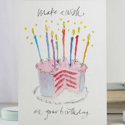 'Make A Wish On Your Birthday' Cake & Candles Birthday Card