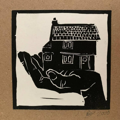 Bouclé 'House in Hand' Hand-Printed Card