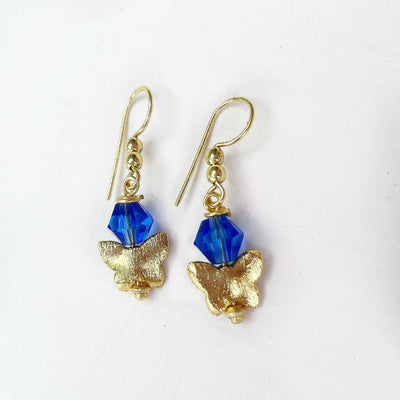 Blue Butterfly 18ct Gold Plated Earrings