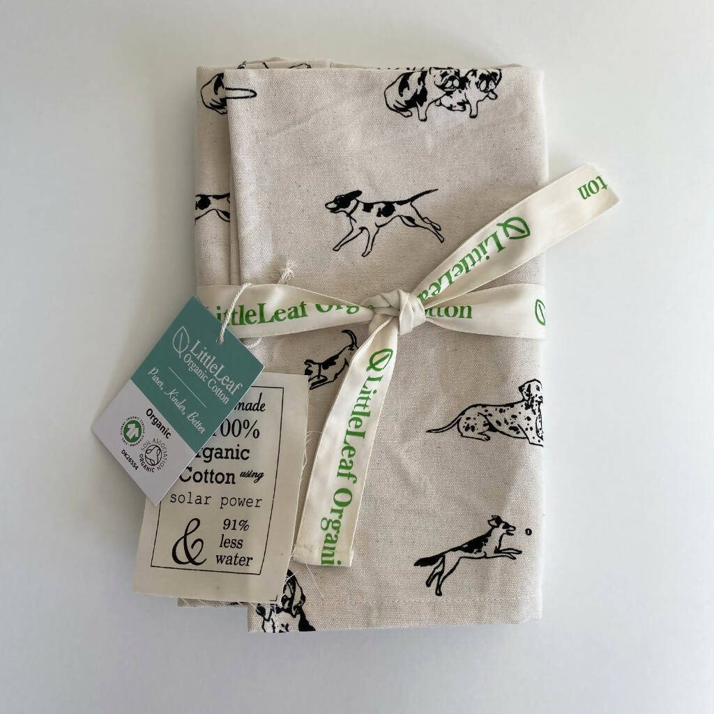 Organic cotton Tea Towel with Dogs print