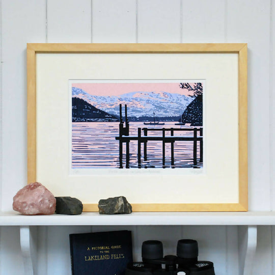 Winter Sunset on Lake Windermere - Limited Edition - Original Linocut Print