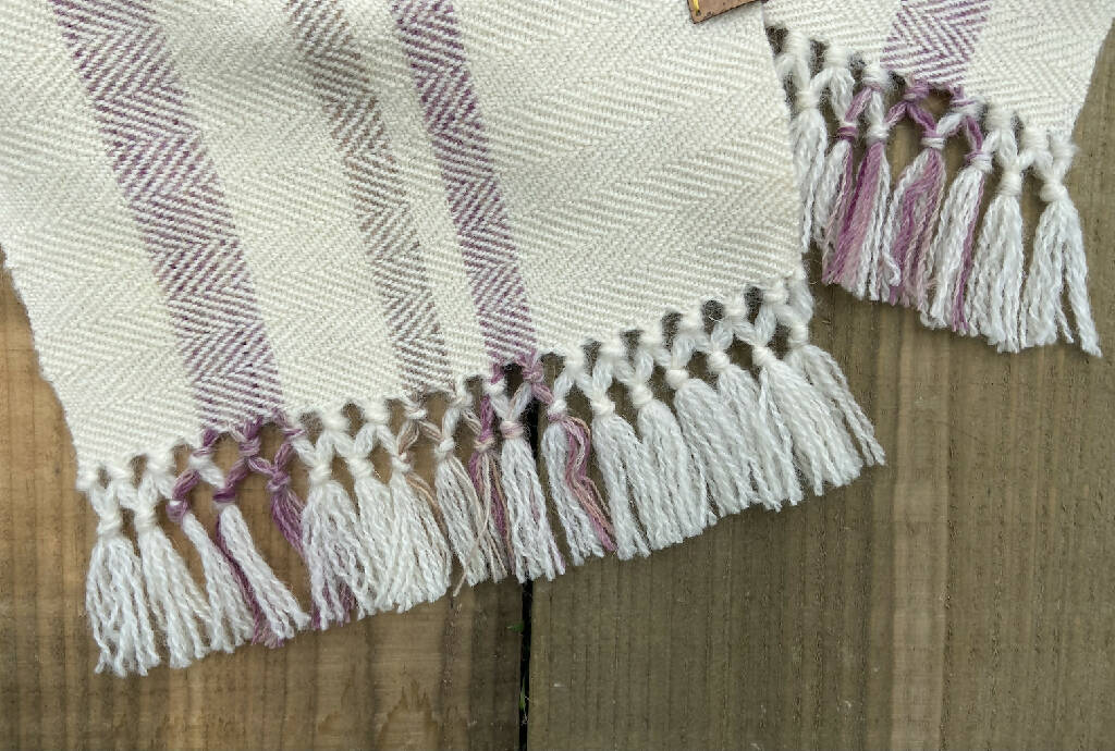 Clover Fields Herringbone Stripe British Wool Small Scarf
