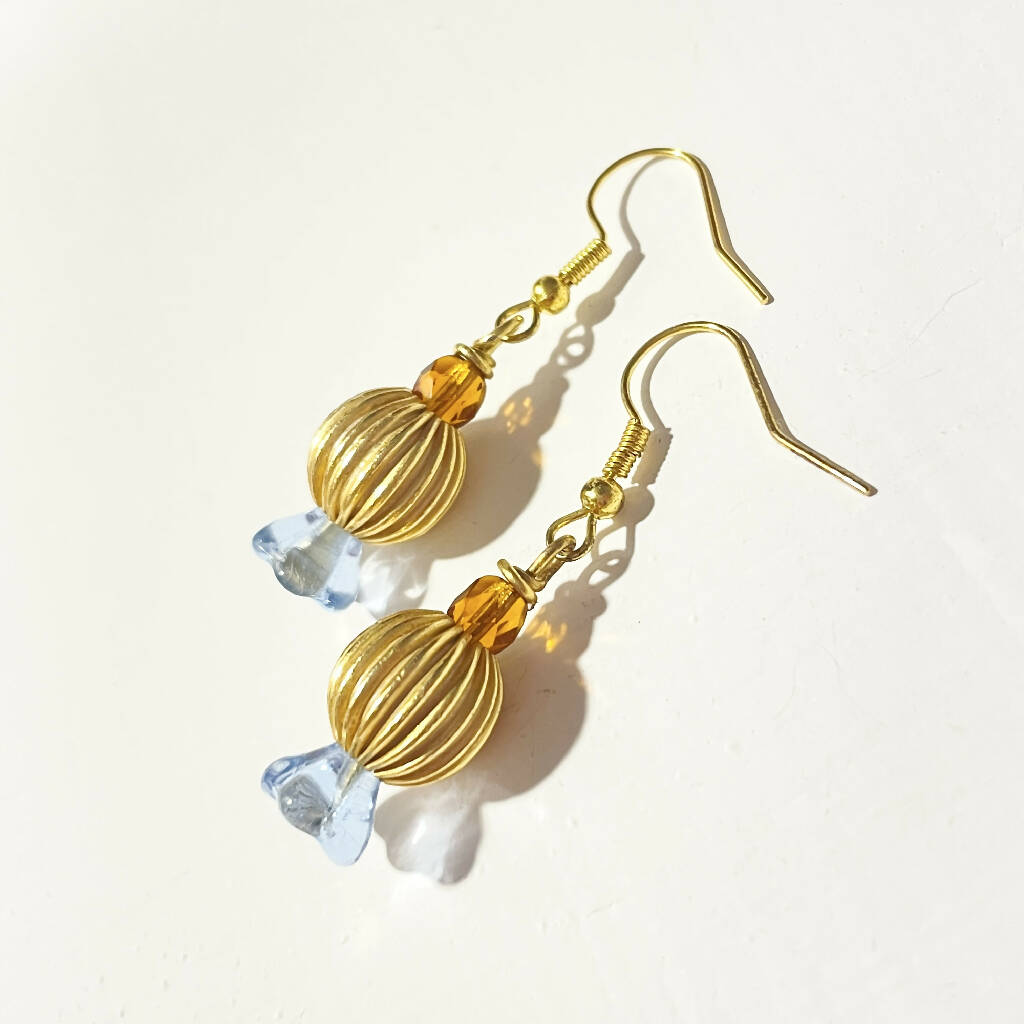 Bluebell Bloom Brass Earrings
