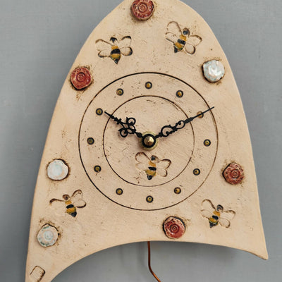 Bumblebees and Daisies Wall Clock with Pendulum