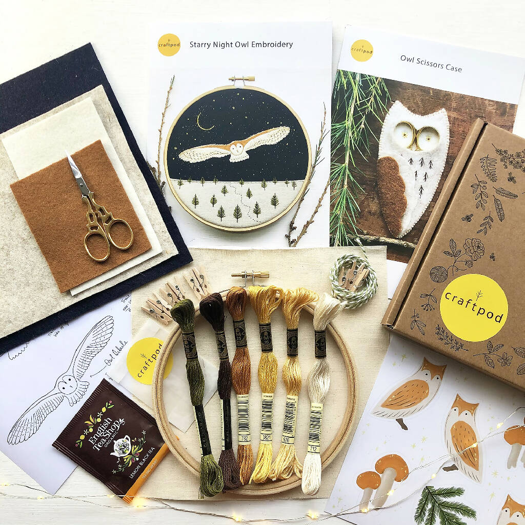 Craftpod Starry Night Owl Embroidery Kit | Country Living Marketplace
