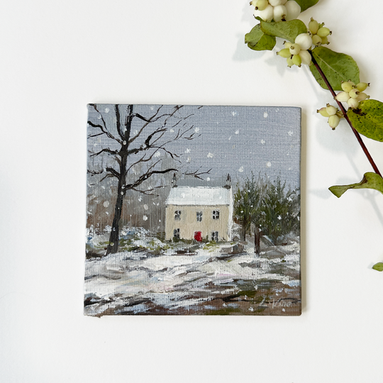 Original Mini Painting - Cottage in the woods